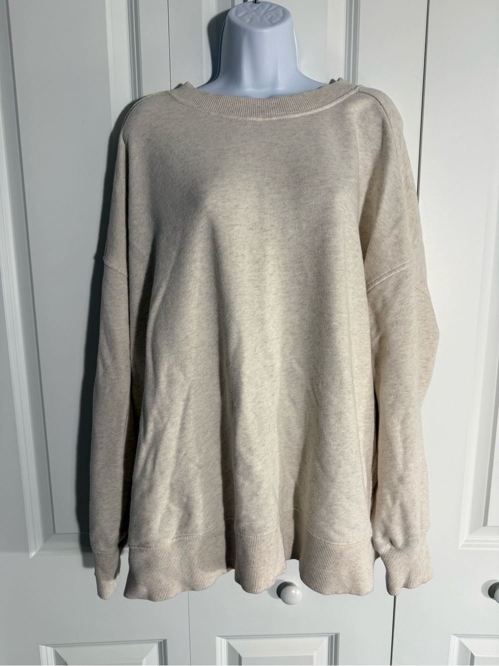 aerie Cream Relaxed Crewneck Sweater